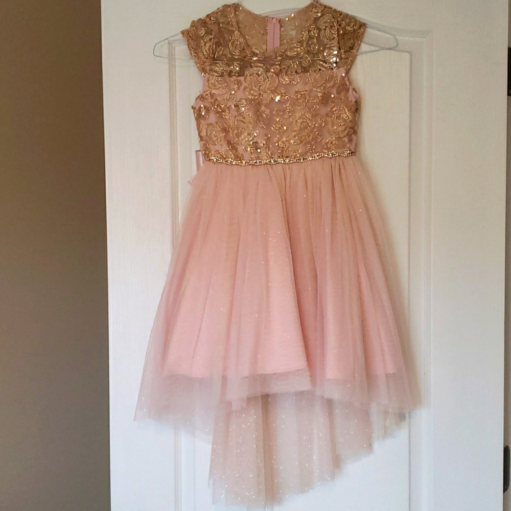 Rare Editions dress size 7 gold metallic bodice